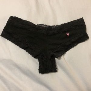 Victoria's Secret Cheeky Black Lace Panties in XS